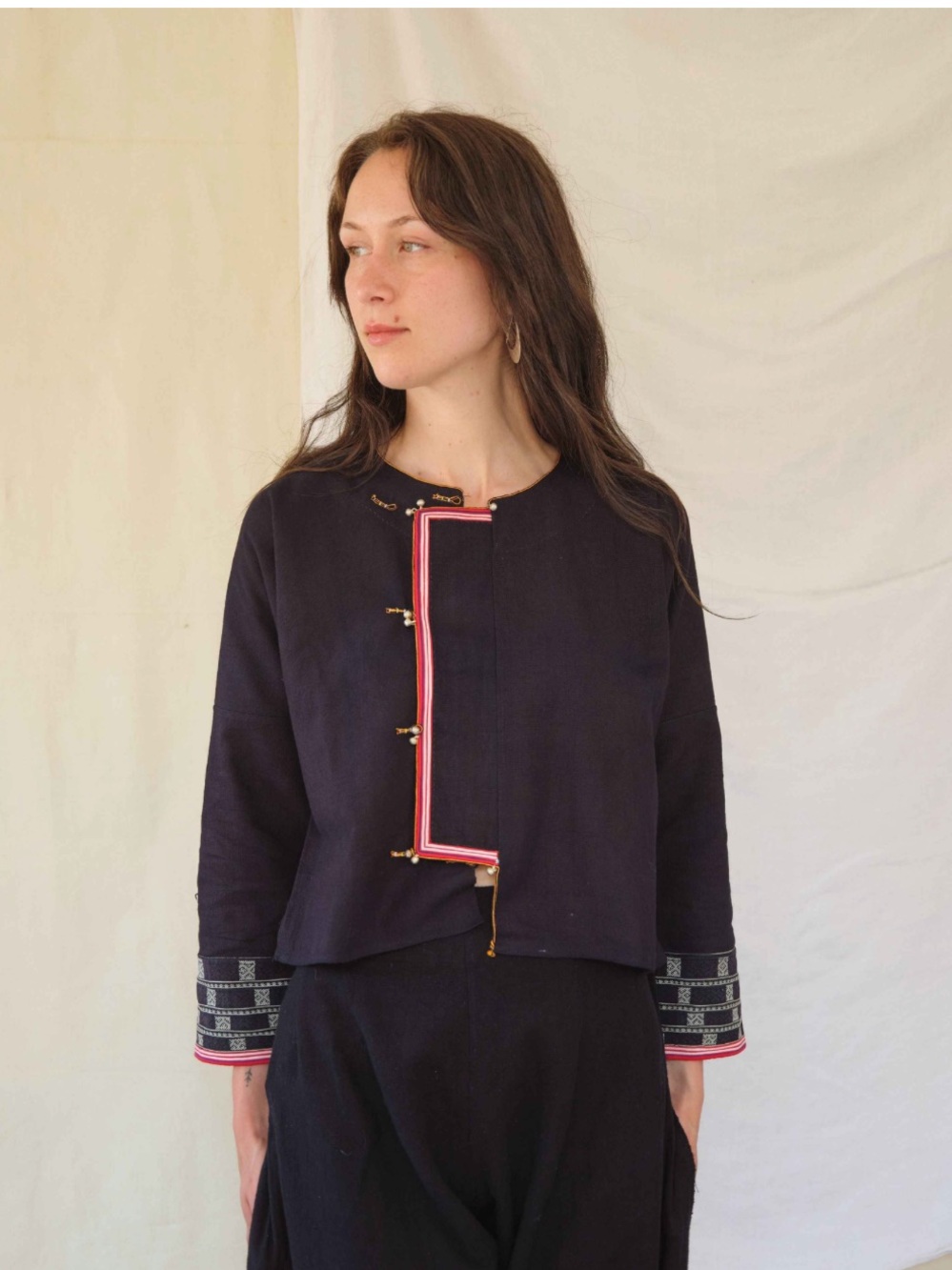 Tamay & Me N. Vietnamese Embroidered Jacket in 21 Dip Indigo, size XS